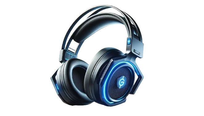 Over-ear gaming headset with blue illumination